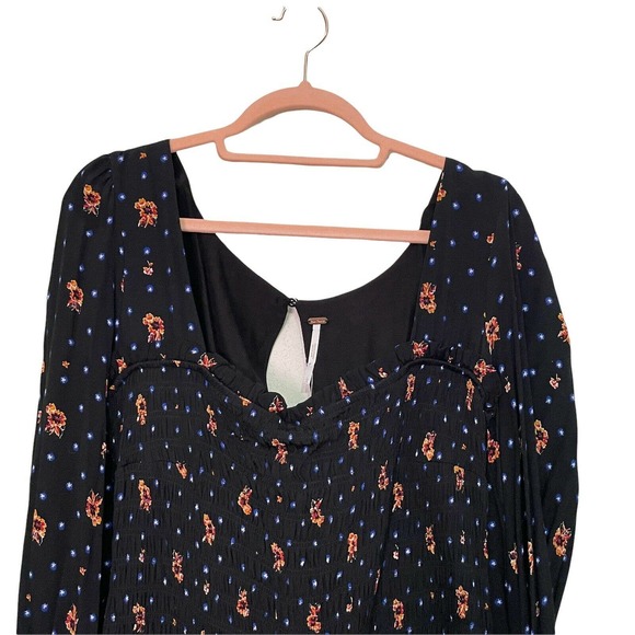 Free People Tunic Top Dress Womens Large Boho Festival Blue Long Sleeve New - Picture 4 of 10